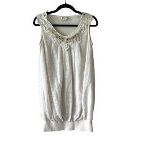 JeouJin High Class Fashion Ivory Sequin‎ Sleeveless Bubble Dress Size 11 NYE